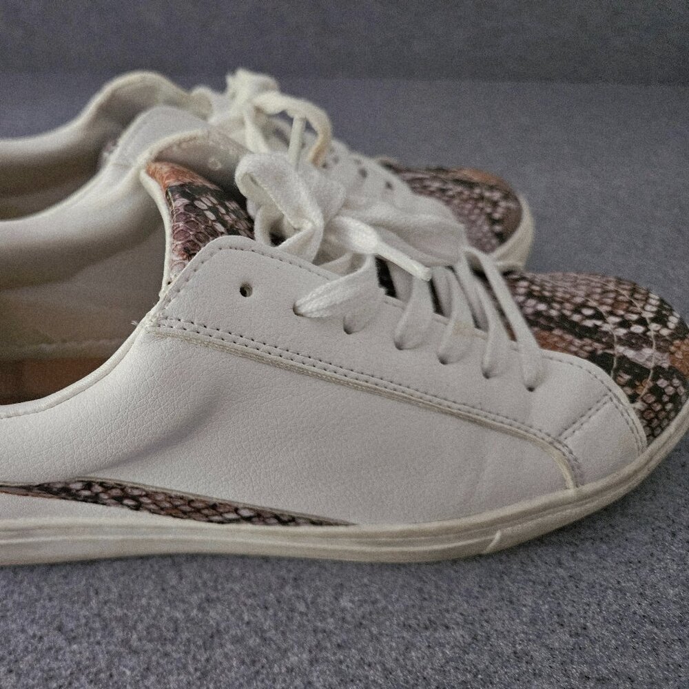 Faux snake print and white sneakers